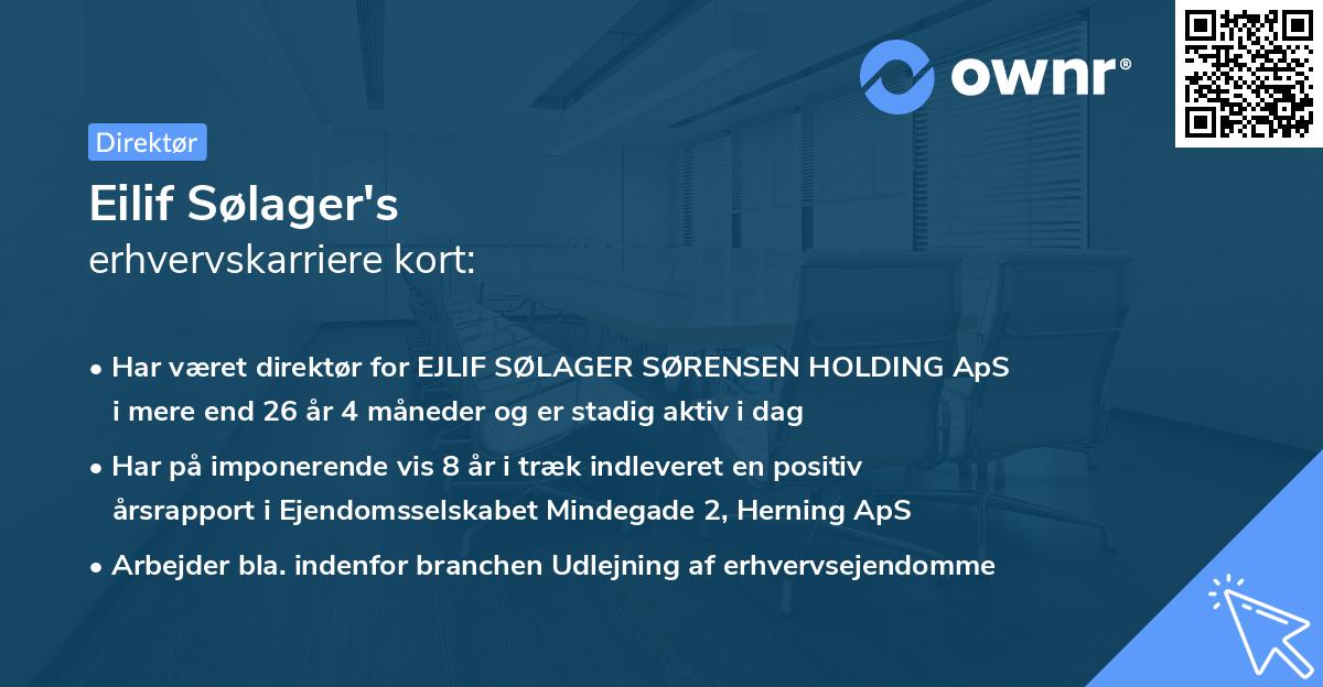 Eilif Sølager's erhvervskarriere kort