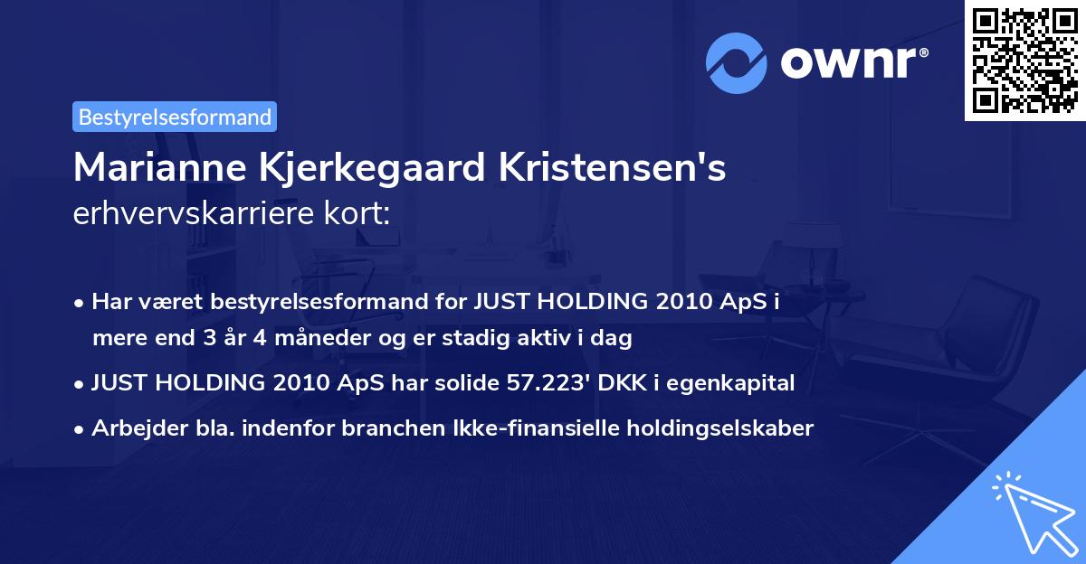 Marianne Kjerkegaard Kristensen's erhvervskarriere kort