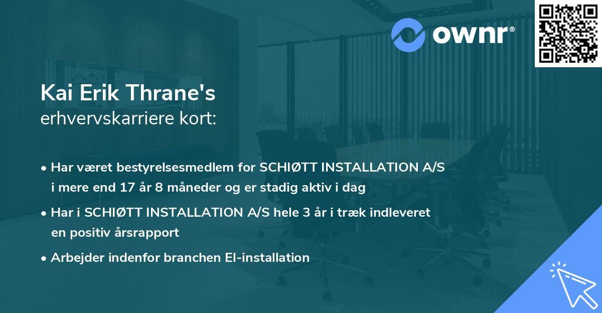 Kai Erik Thrane's erhvervskarriere kort