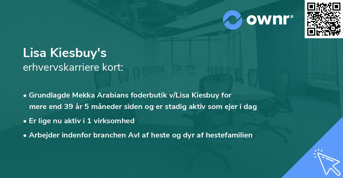 Lisa Kiesbuy's erhvervskarriere kort