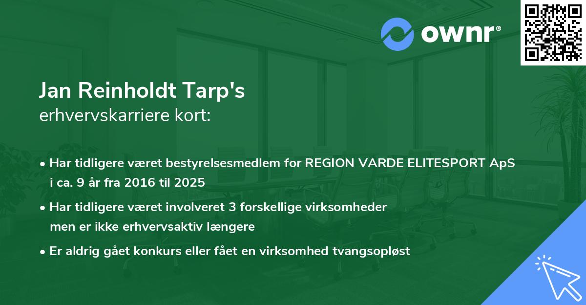 Jan Reinholdt Tarp's erhvervskarriere kort
