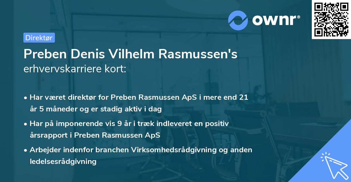 Preben Denis Vilhelm Rasmussen's erhvervskarriere kort