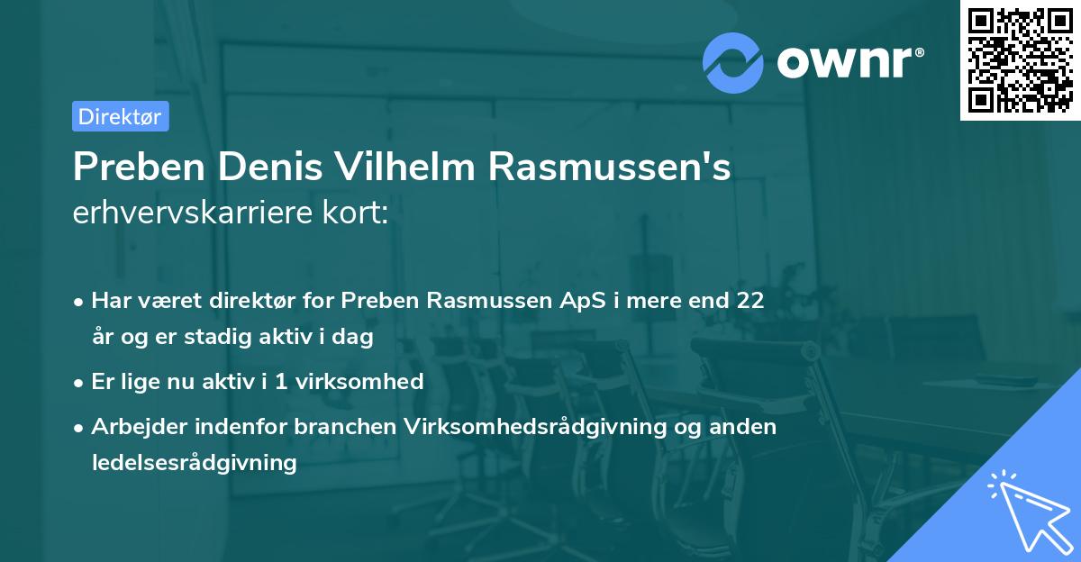 Preben Denis Vilhelm Rasmussen's erhvervskarriere kort