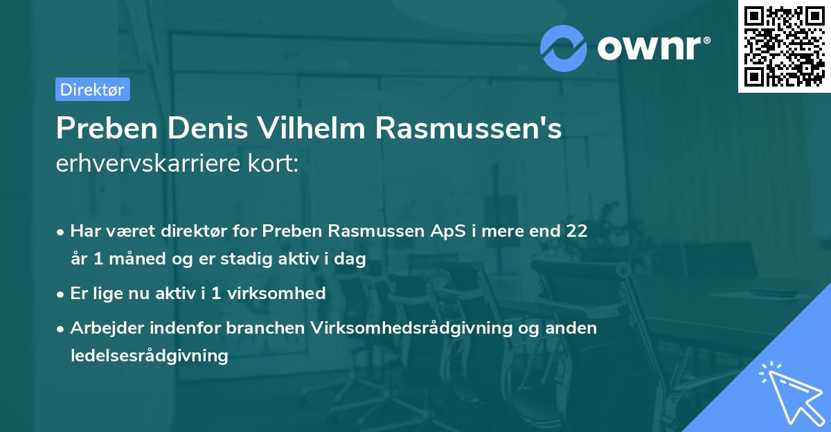 Preben Denis Vilhelm Rasmussen's erhvervskarriere kort