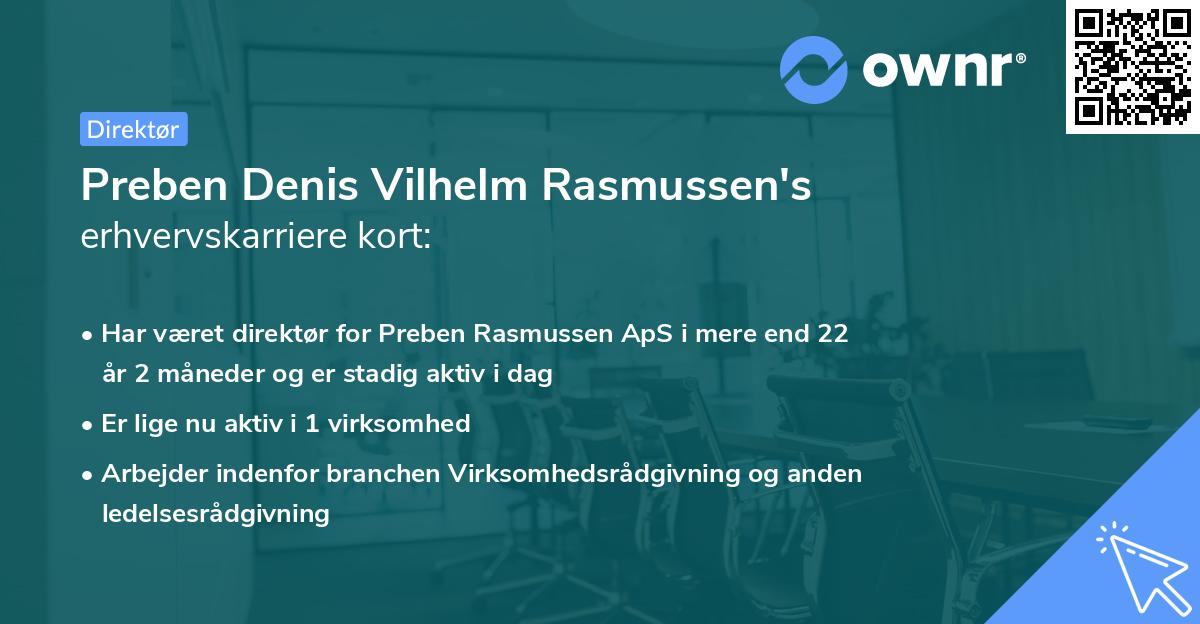 Preben Denis Vilhelm Rasmussen's erhvervskarriere kort