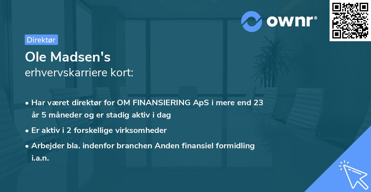 Ole Madsen's erhvervskarriere kort