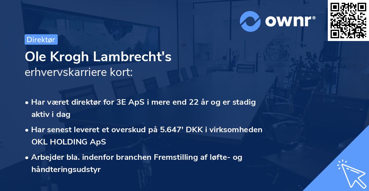 Ole Krogh Lambrecht's erhvervskarriere kort