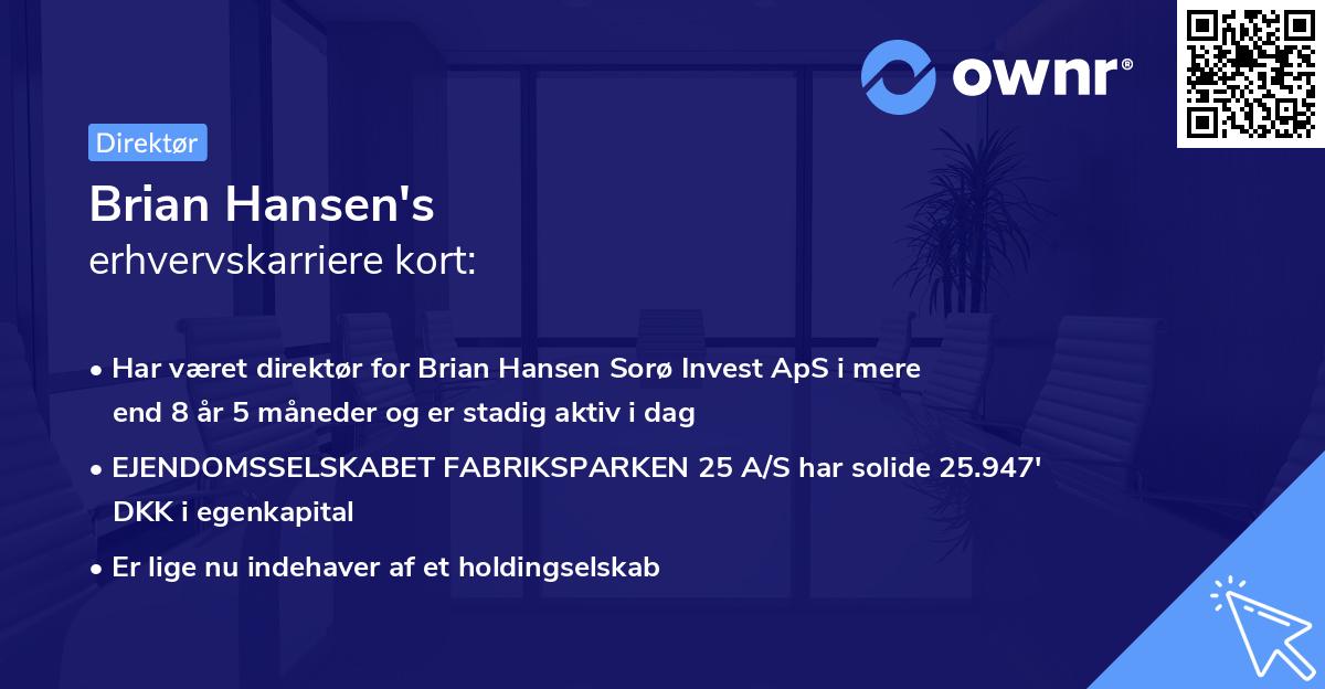 Brian Hansen's erhvervskarriere kort