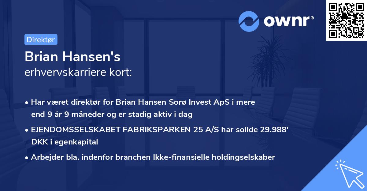 Brian Hansen's erhvervskarriere kort