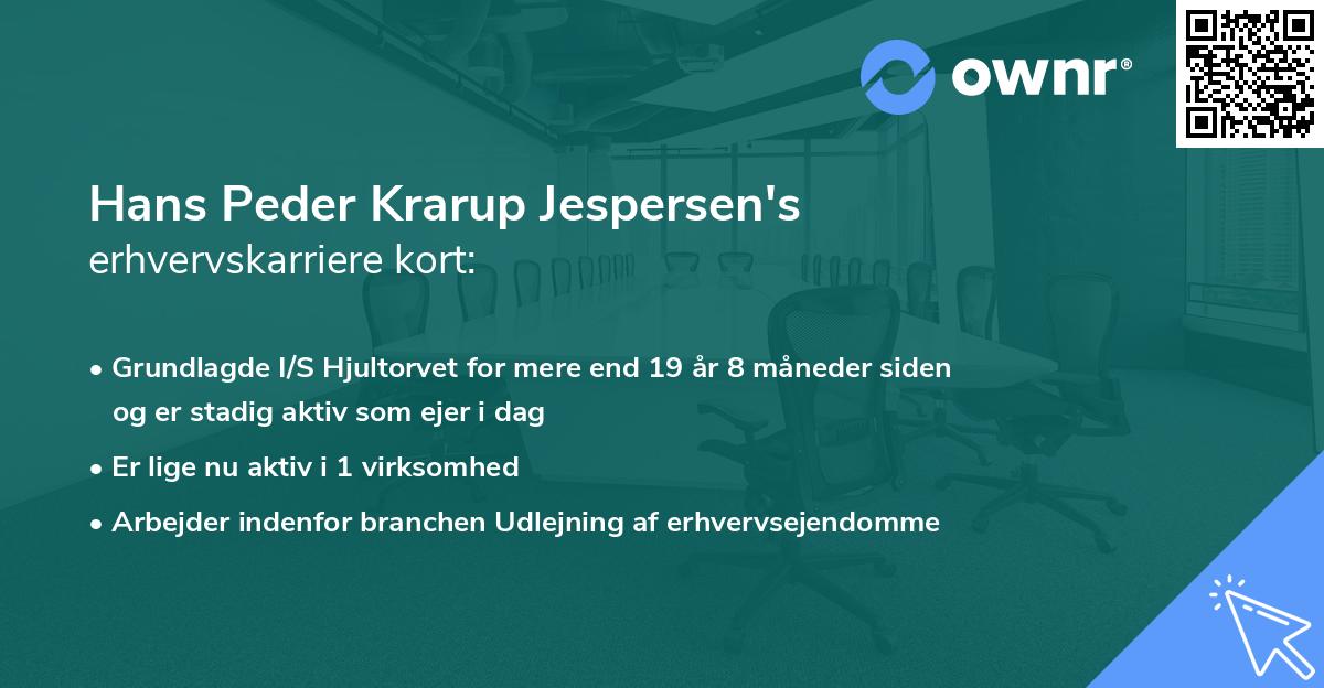 Hans Peder Krarup Jespersen's erhvervskarriere kort