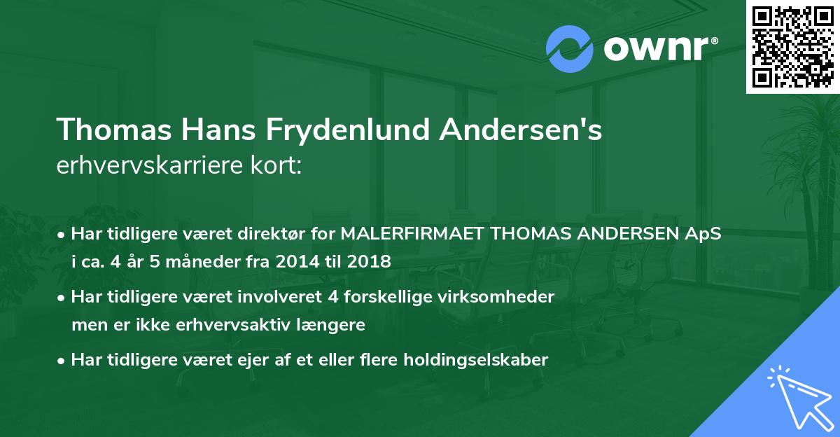 Thomas Hans Frydenlund Andersen's erhvervskarriere kort