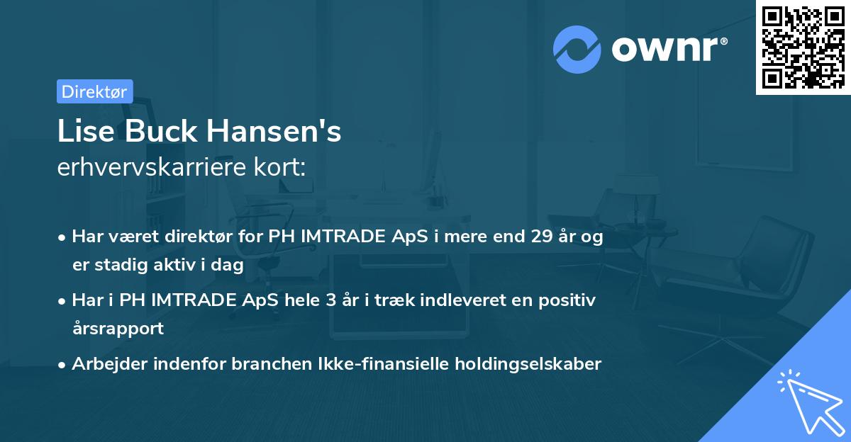 Lise Buck Hansen's erhvervskarriere kort