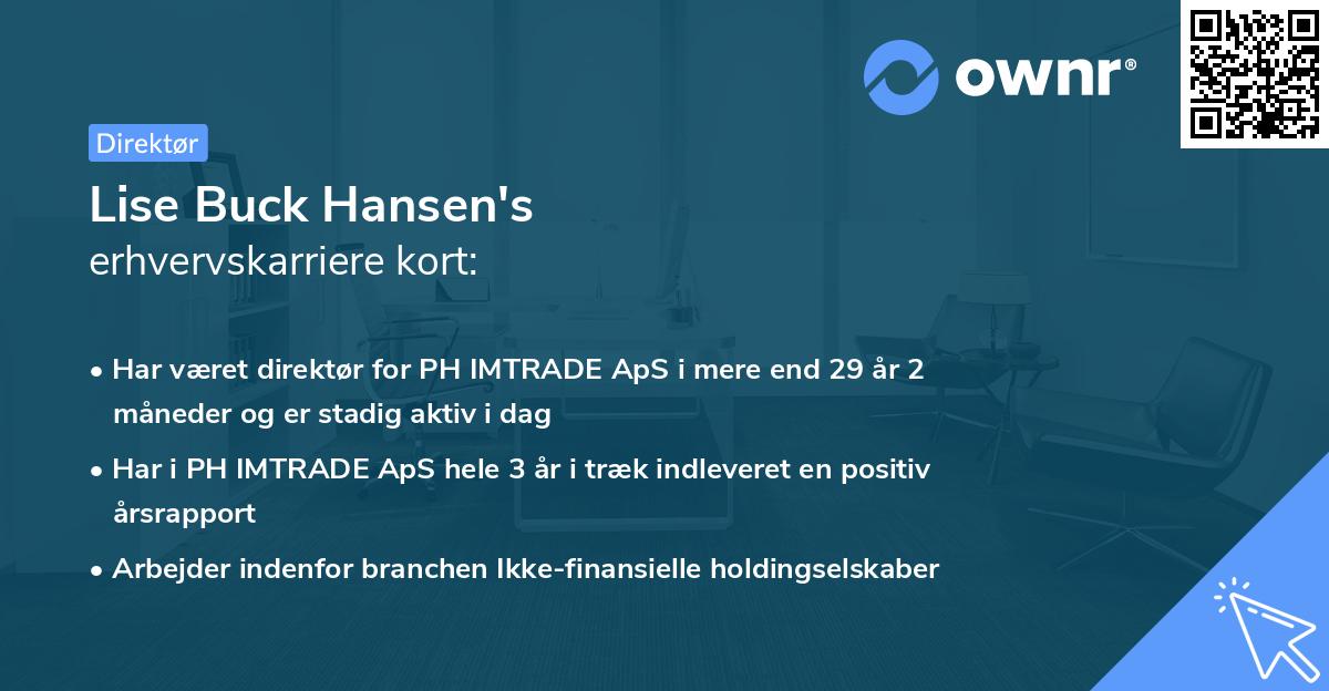 Lise Buck Hansen's erhvervskarriere kort