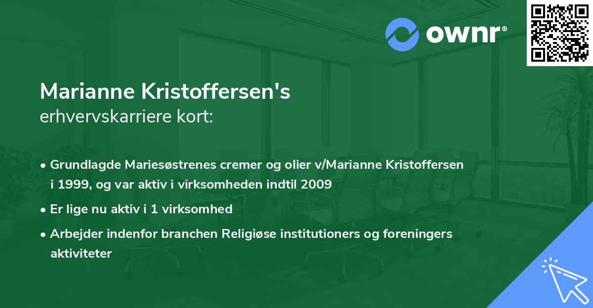 Marianne Kristoffersen's erhvervskarriere kort