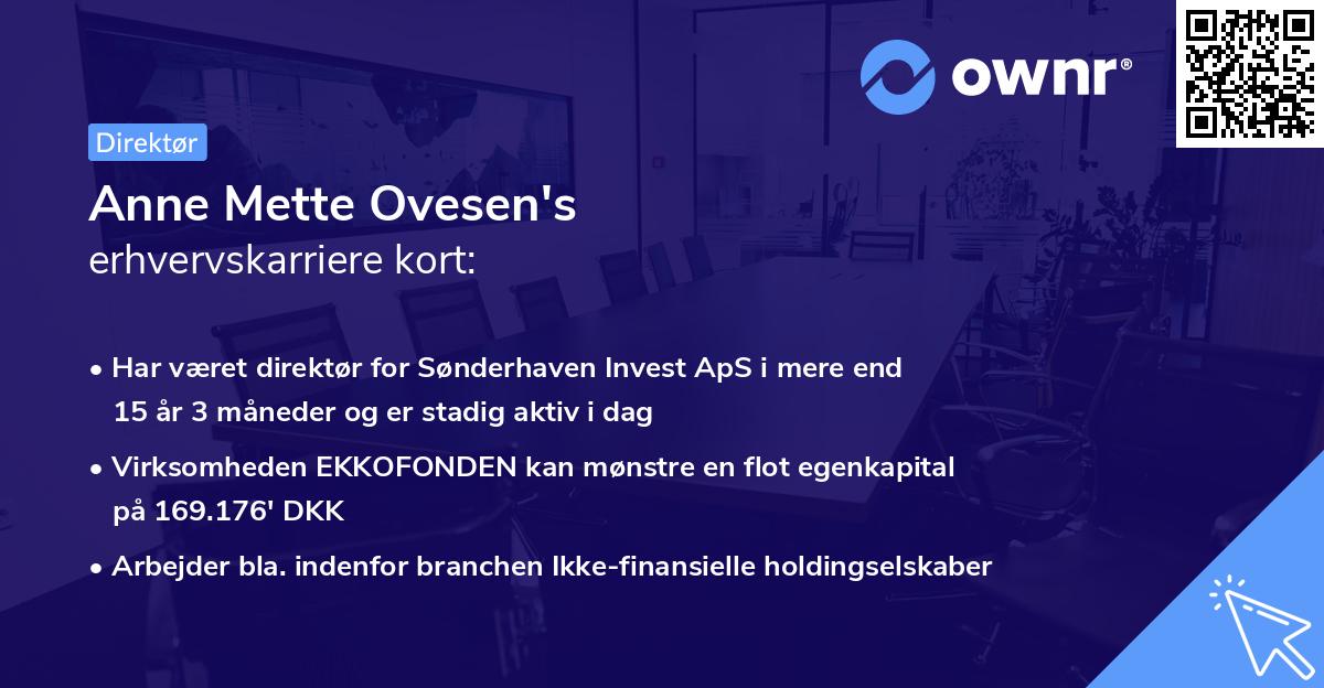 Anne Mette Ovesen's erhvervskarriere kort