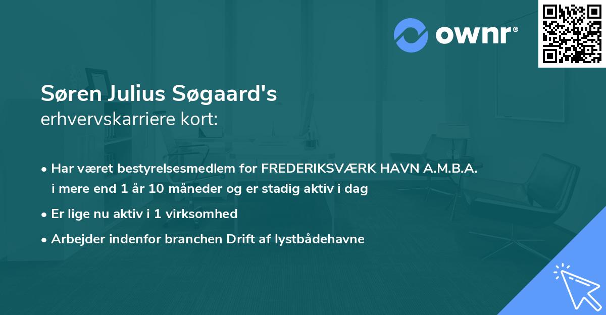 Søren Julius Søgaard's erhvervskarriere kort