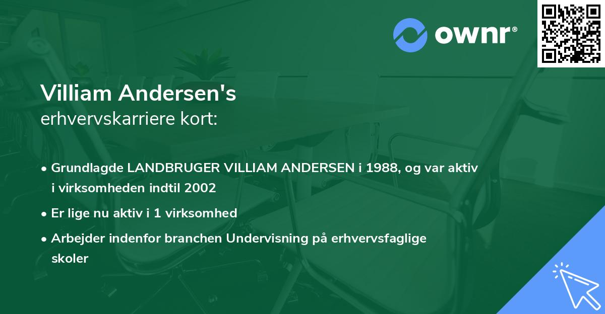 Villiam Andersen's erhvervskarriere kort