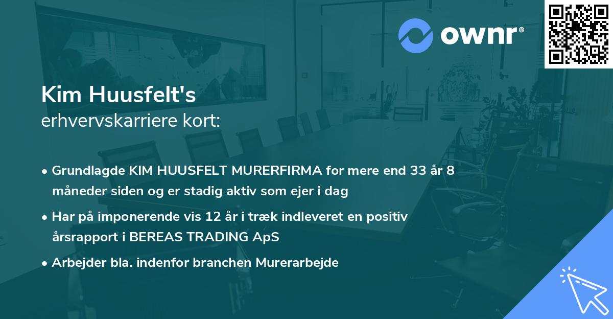 Kim Huusfelt's erhvervskarriere kort