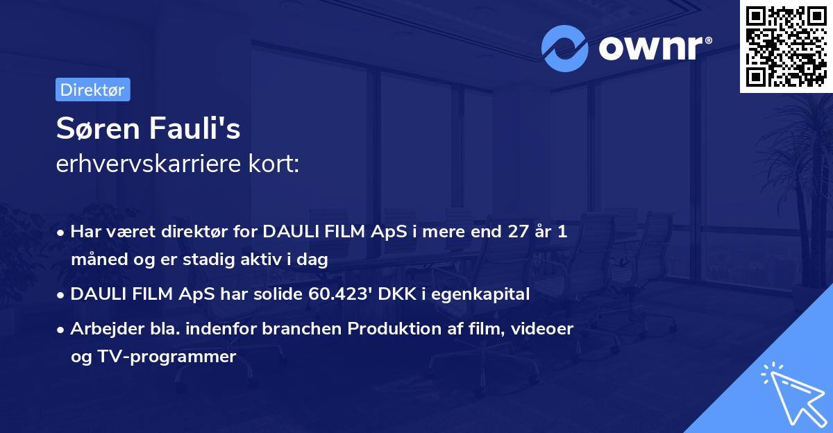 Søren Fauli's erhvervskarriere kort