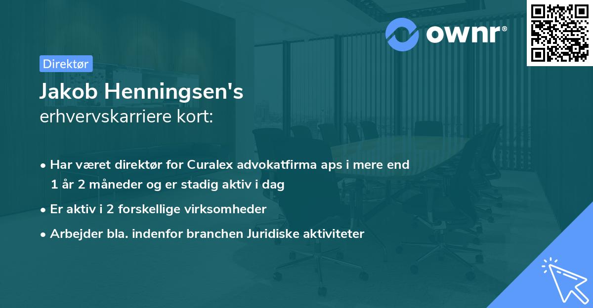 Jakob Henningsen's erhvervskarriere kort