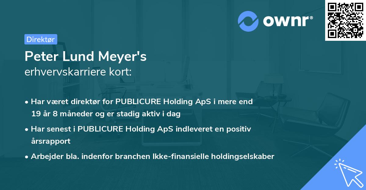Peter Lund Meyer's erhvervskarriere kort