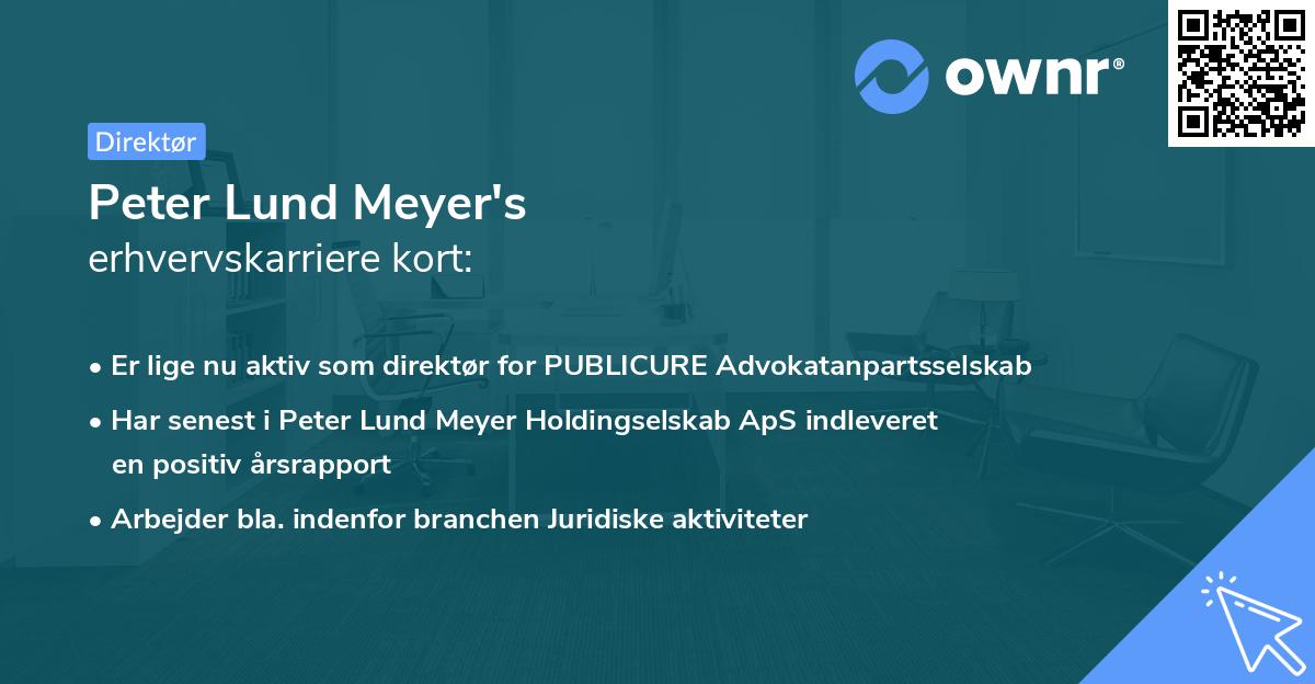 Peter Lund Meyer's erhvervskarriere kort