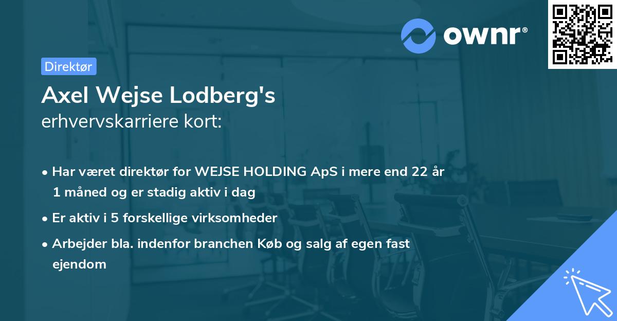 Axel Wejse Lodberg's erhvervskarriere kort