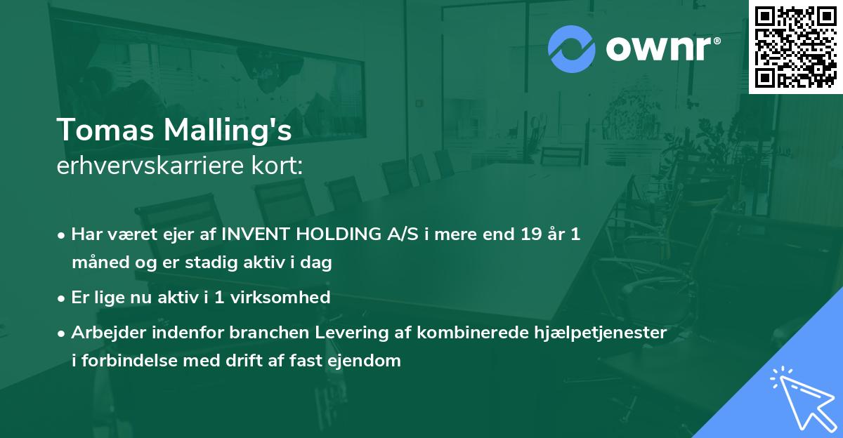 Tomas Malling's erhvervskarriere kort