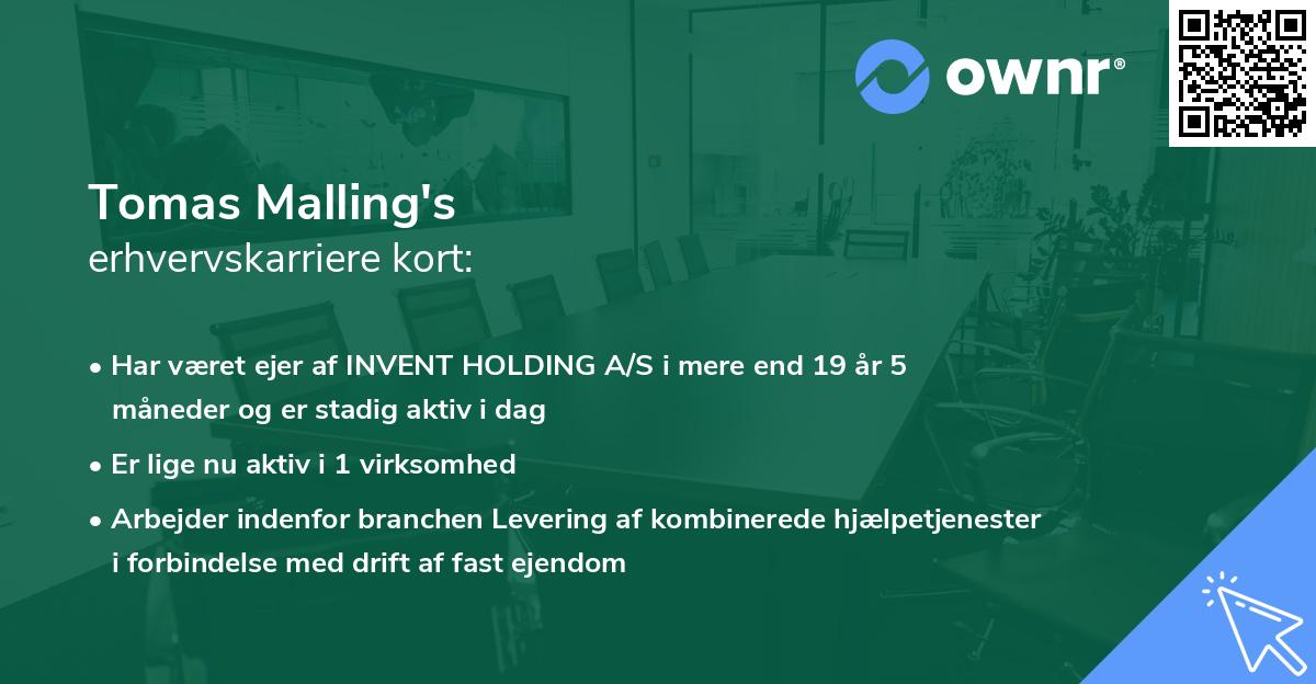 Tomas Malling's erhvervskarriere kort
