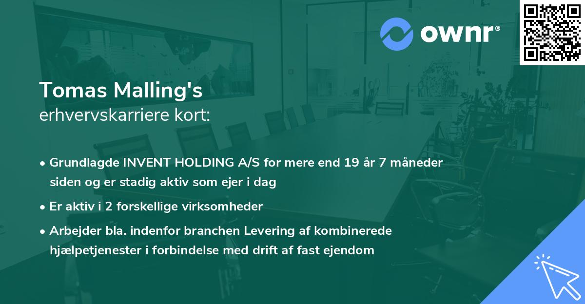 Tomas Malling's erhvervskarriere kort