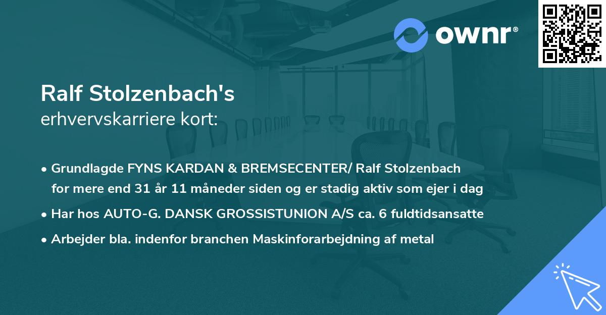 Ralf Stolzenbach's erhvervskarriere kort