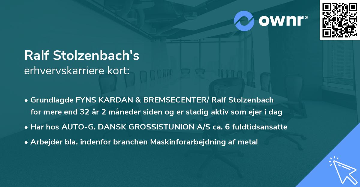 Ralf Stolzenbach's erhvervskarriere kort