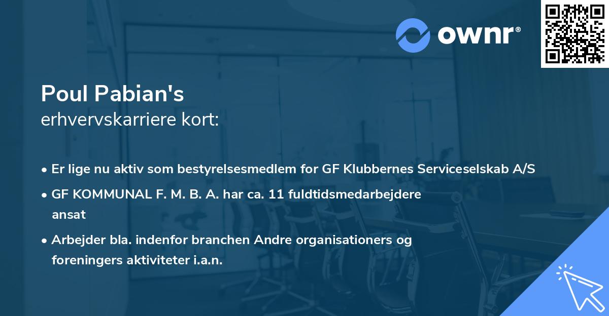Poul Pabian's erhvervskarriere kort