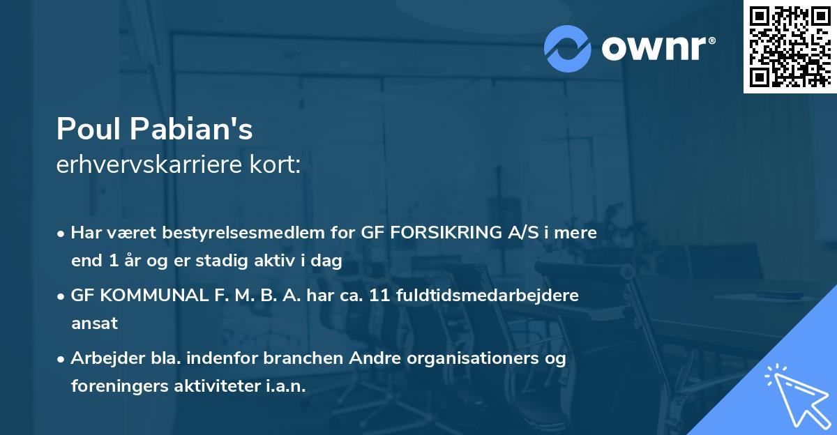 Poul Pabian's erhvervskarriere kort