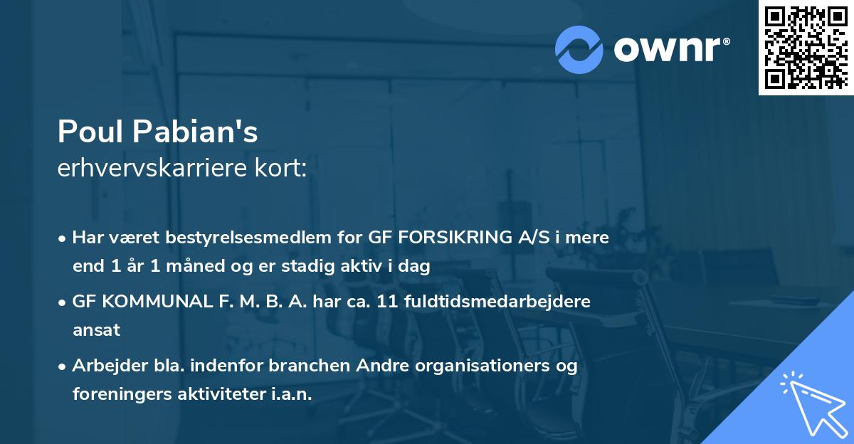 Poul Pabian's erhvervskarriere kort