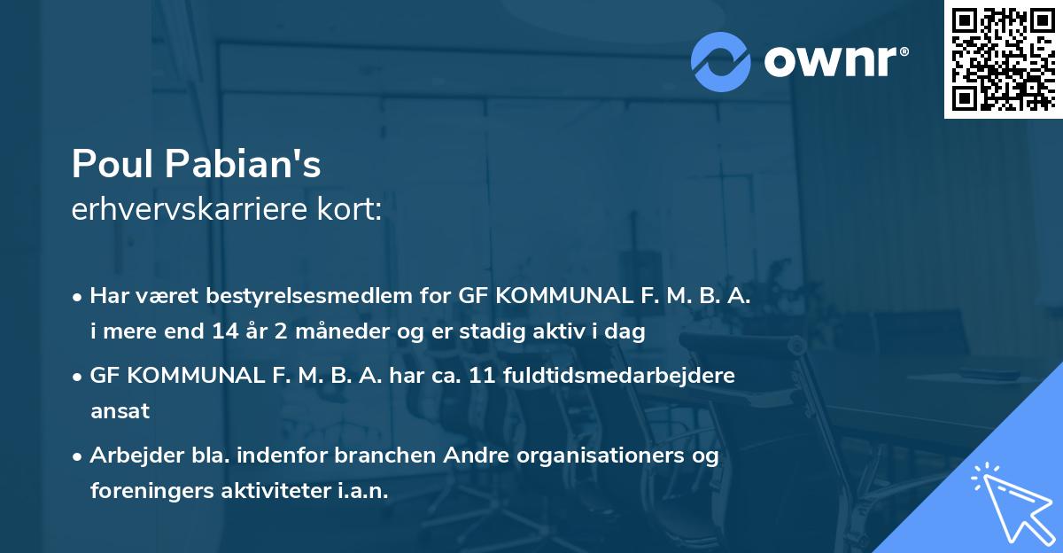 Poul Pabian's erhvervskarriere kort