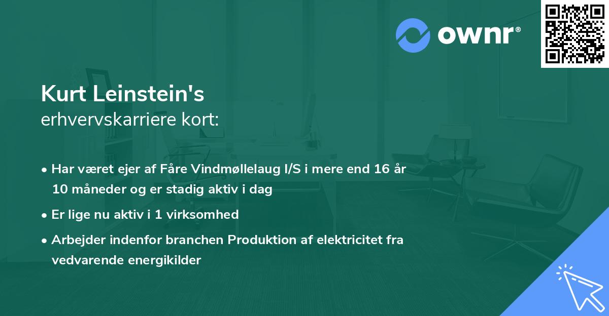Kurt Leinstein's erhvervskarriere kort