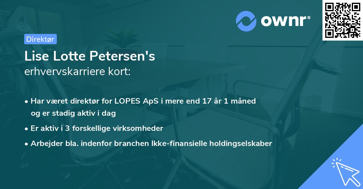 Lise Lotte Petersen's erhvervskarriere kort