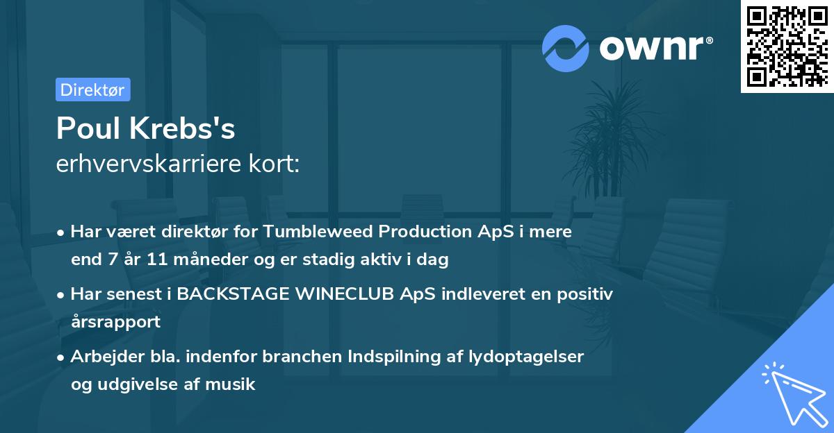 Poul Krebs's erhvervskarriere kort