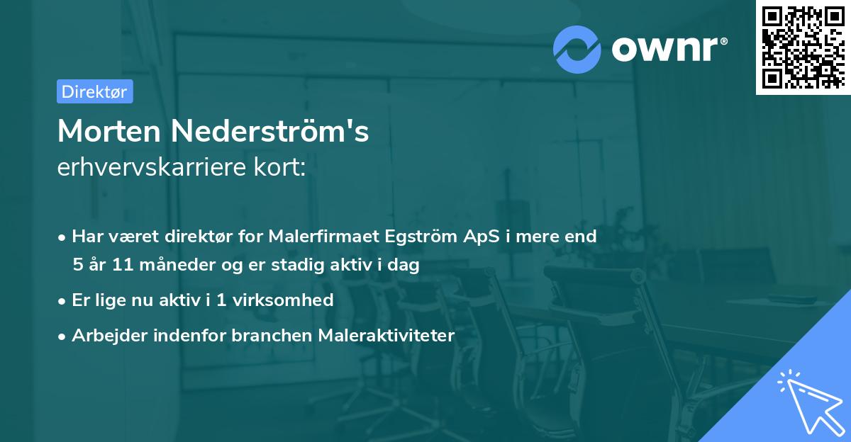 Morten Nederström's erhvervskarriere kort