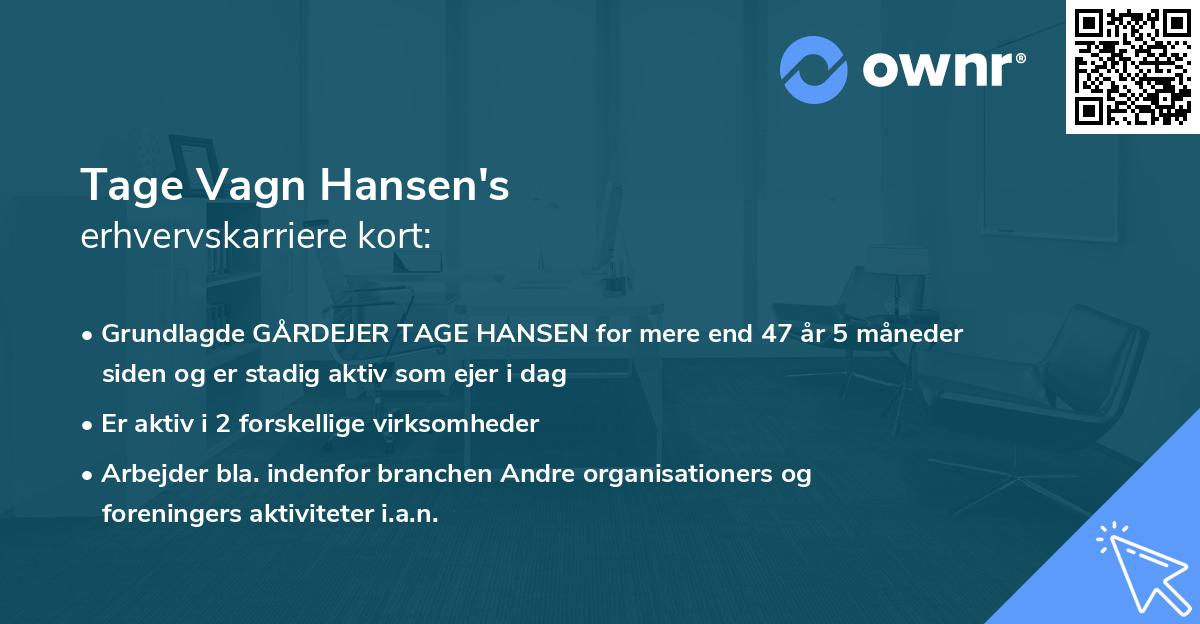 Tage Vagn Hansen's erhvervskarriere kort