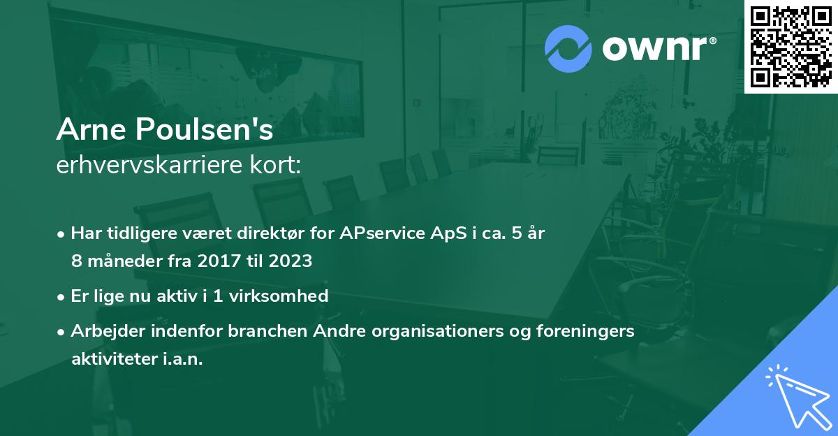 Arne Poulsen's erhvervskarriere kort