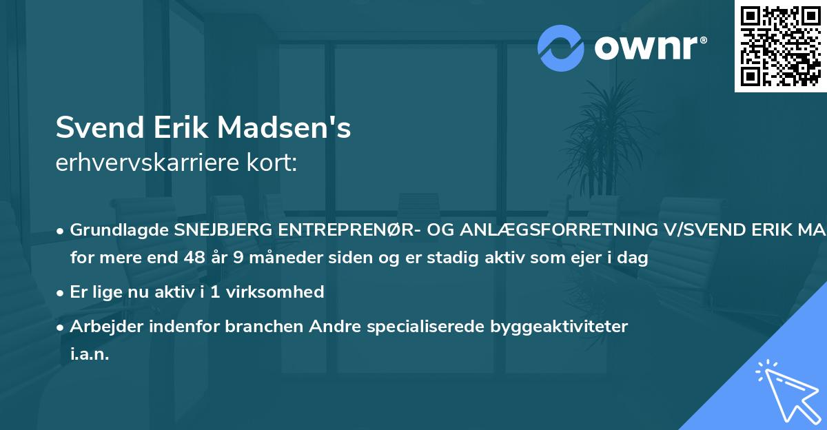 Svend Erik Madsen's erhvervskarriere kort