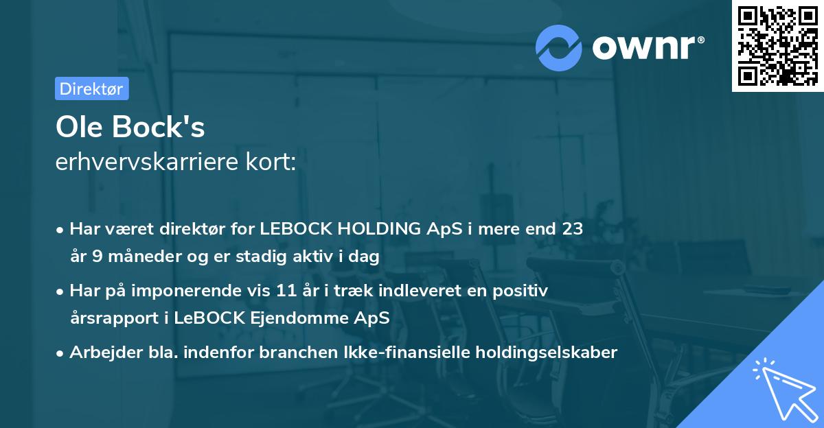 Ole Bock's erhvervskarriere kort
