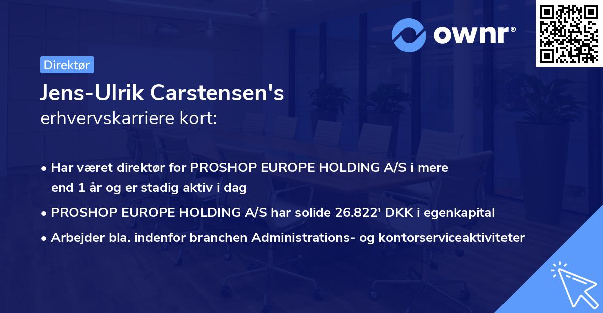 Jens-Ulrik Carstensen's erhvervskarriere kort
