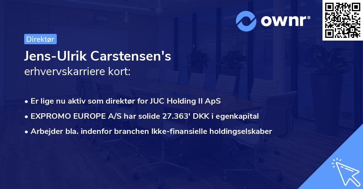 Jens-Ulrik Carstensen's erhvervskarriere kort