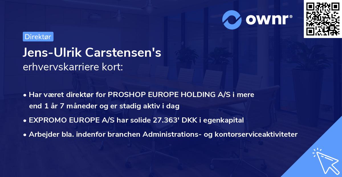 Jens-Ulrik Carstensen's erhvervskarriere kort
