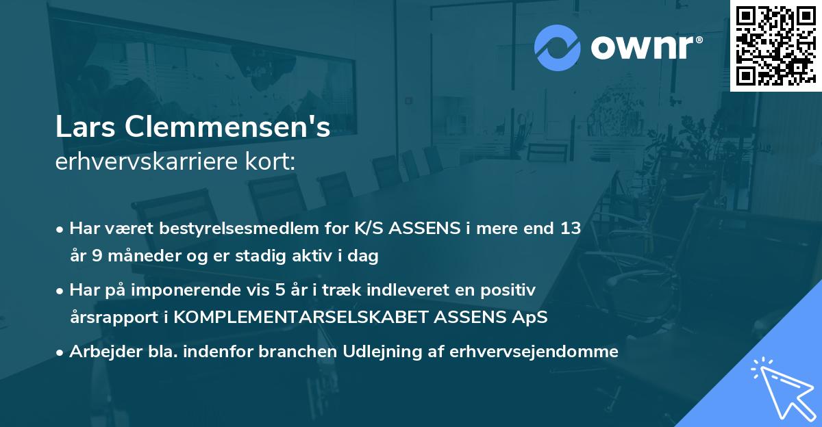 Lars Clemmensen's erhvervskarriere kort