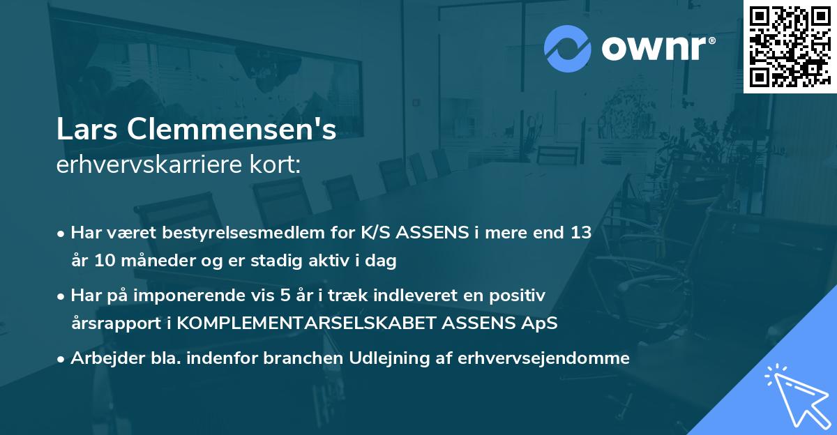Lars Clemmensen's erhvervskarriere kort
