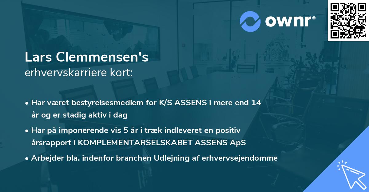 Lars Clemmensen's erhvervskarriere kort